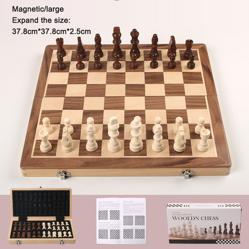 Magnetic Chess Folding Solid Wood Double Queen Set Chessboard Adult Board Game Children's Puzzle Toy
