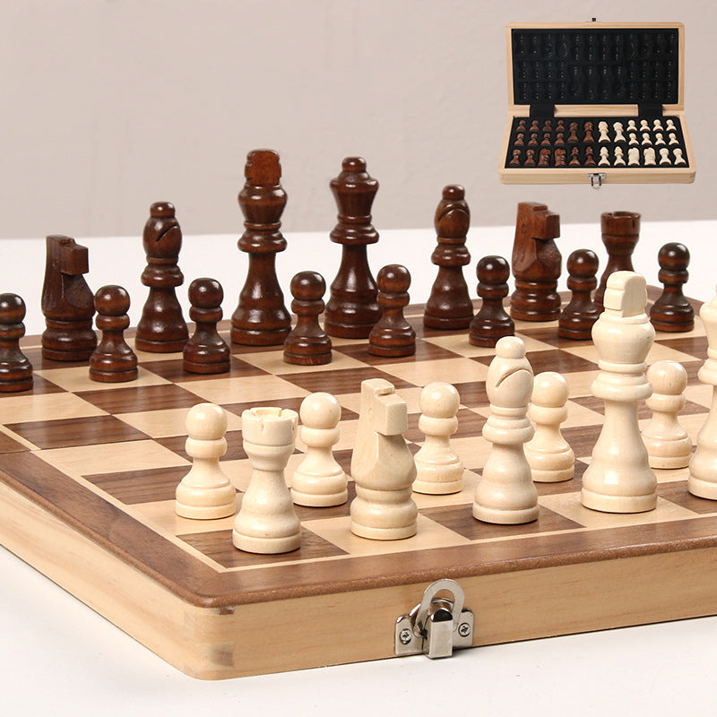 Magnetic Chess Folding Solid Wood Double Queen Set Chessboard Adult Board Game Children's Puzzle Toy