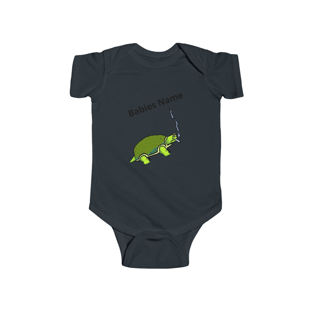 Smoking Turtle Infant Bodysuit | Personalized Baby Name Bodysuit