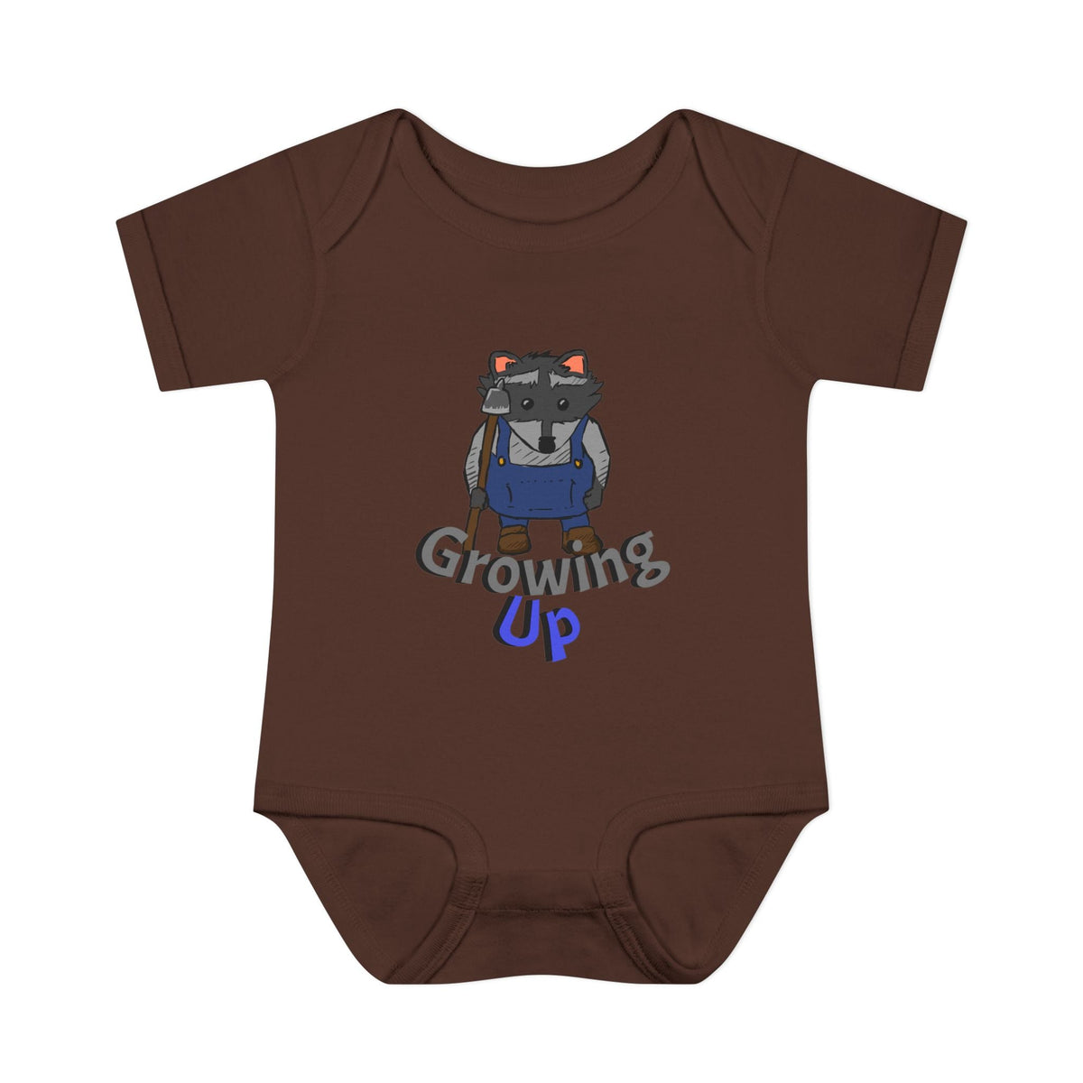 Raccoon Cartoon 'Growing Up' Infant Bodysuit | Baby Onesie