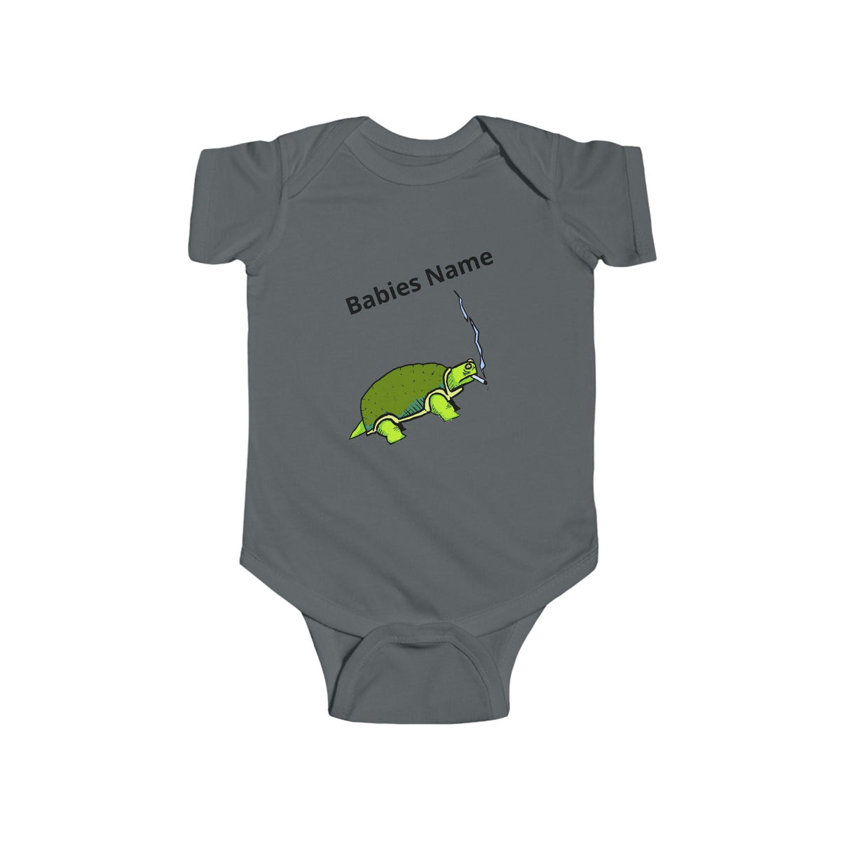 Smoking Turtle Infant Bodysuit | Personalized Baby Name Bodysuit