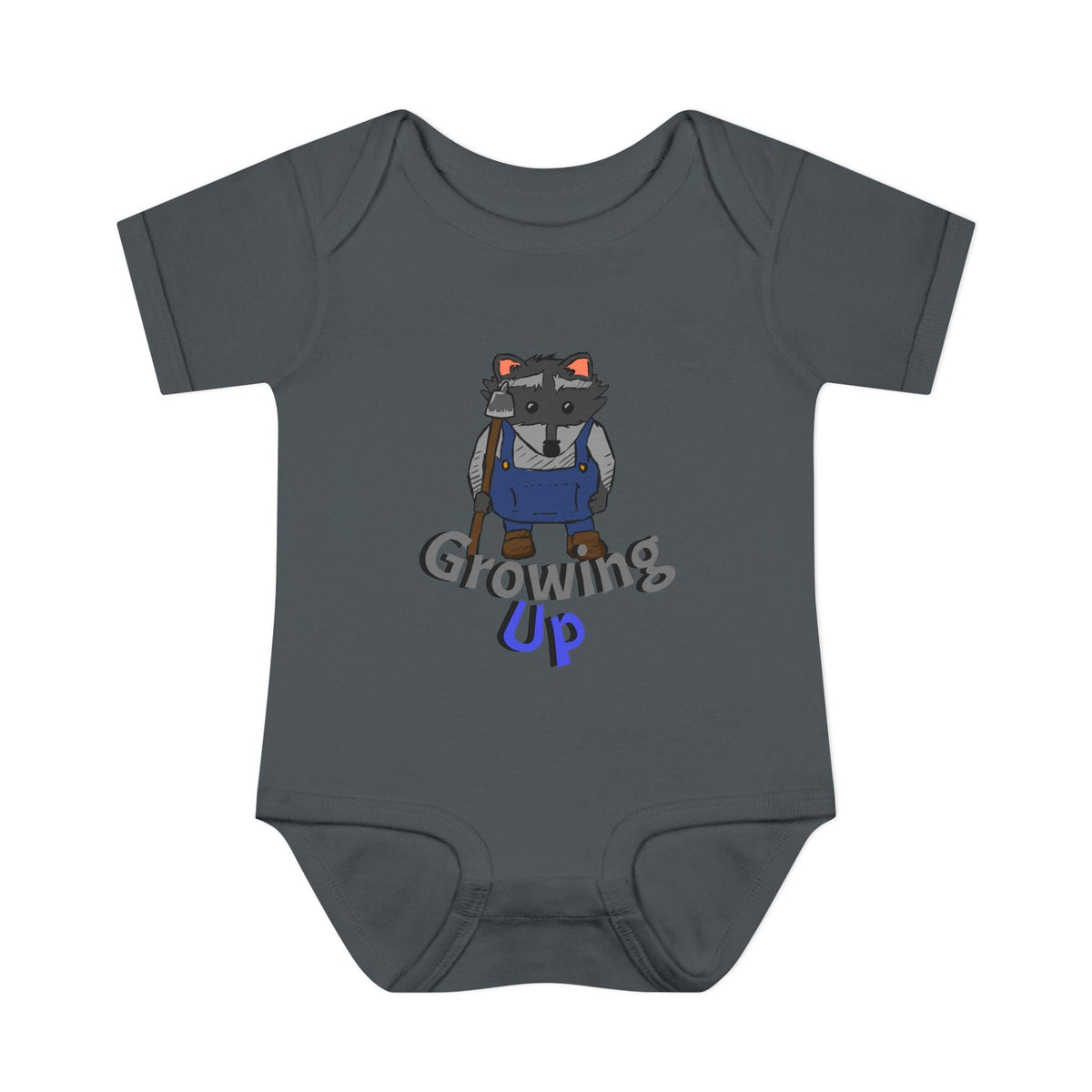 Raccoon Cartoon 'Growing Up' Infant Bodysuit | Baby Onesie