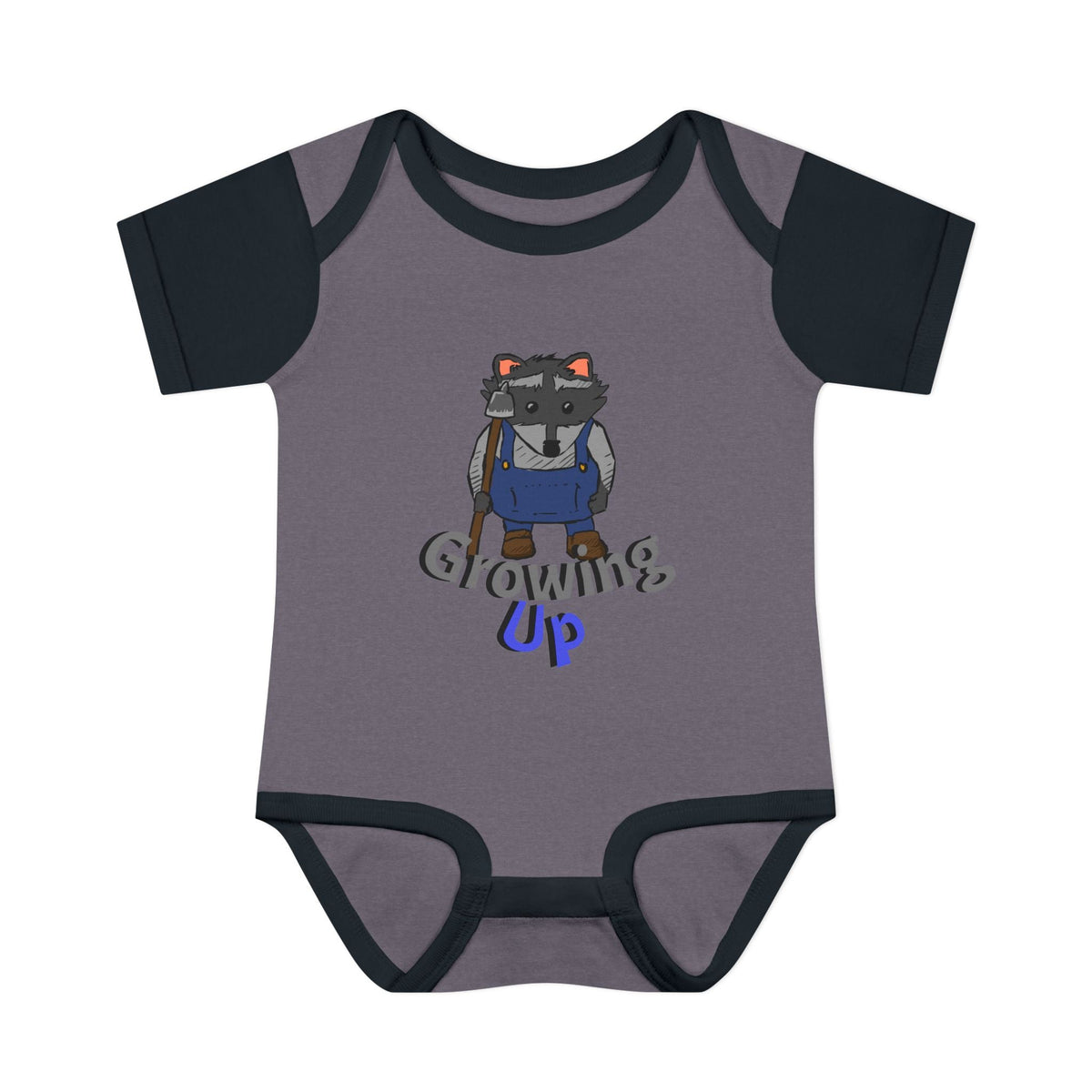 Raccoon Cartoon 'Growing Up' Infant Bodysuit | Baby Onesie
