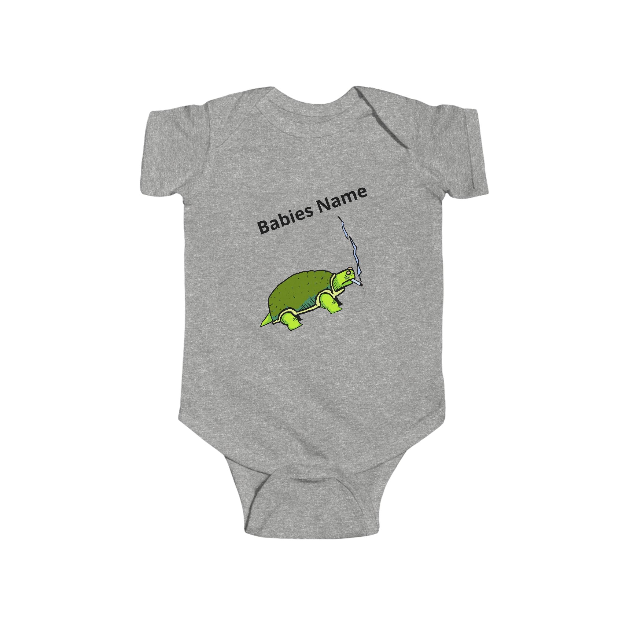 Smoking Turtle Infant Bodysuit | Personalized Baby Name Bodysuit
