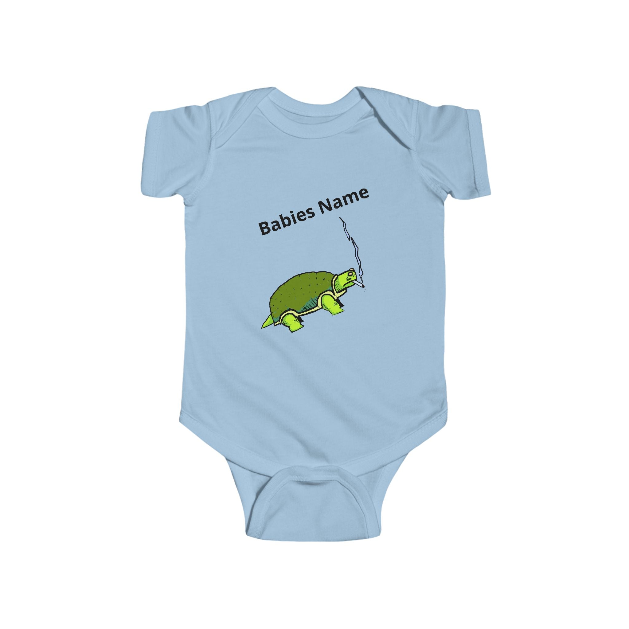 Smoking Turtle Infant Bodysuit | Personalized Baby Name Bodysuit