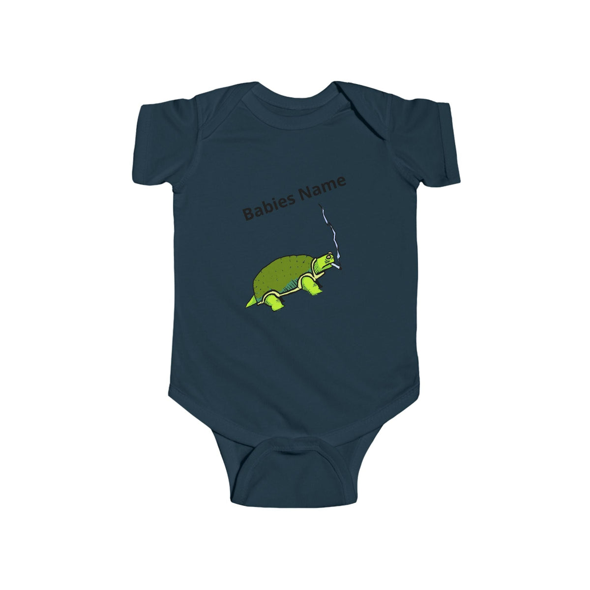 Smoking Turtle Infant Bodysuit | Personalized Baby Name Bodysuit