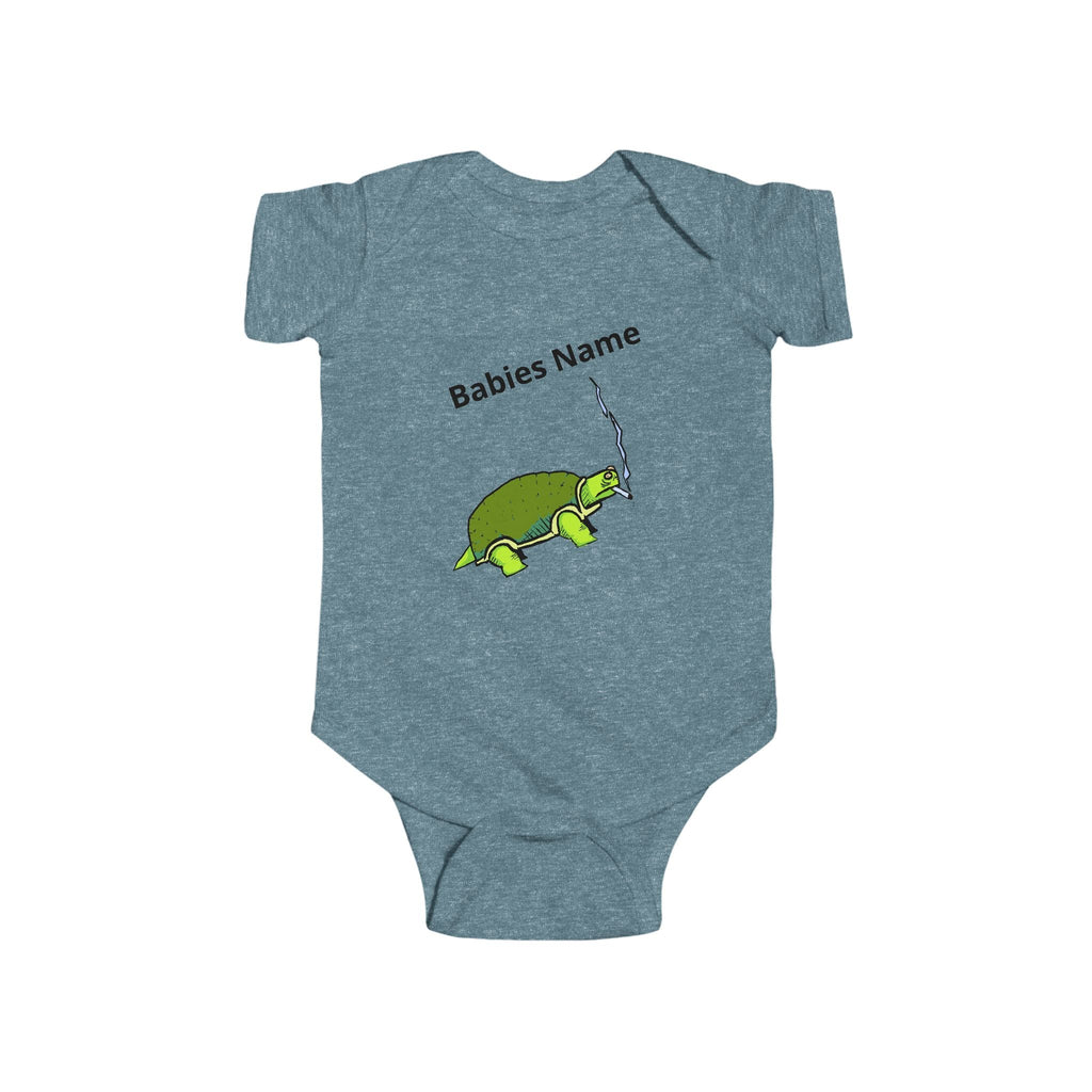 Smoking Turtle Infant Bodysuit | Personalized Baby Name Bodysuit