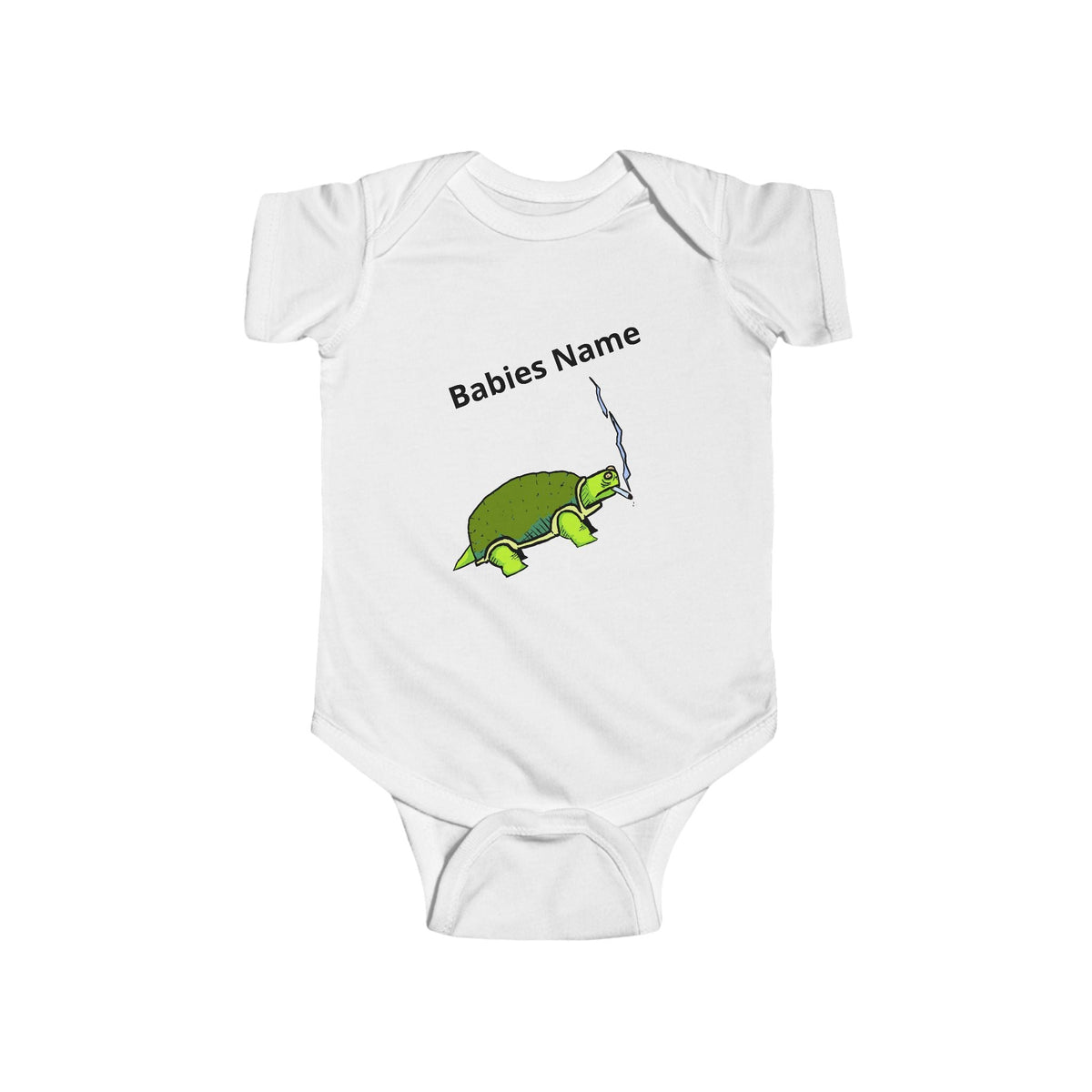 Smoking Turtle Infant Bodysuit | Personalized Baby Name Bodysuit