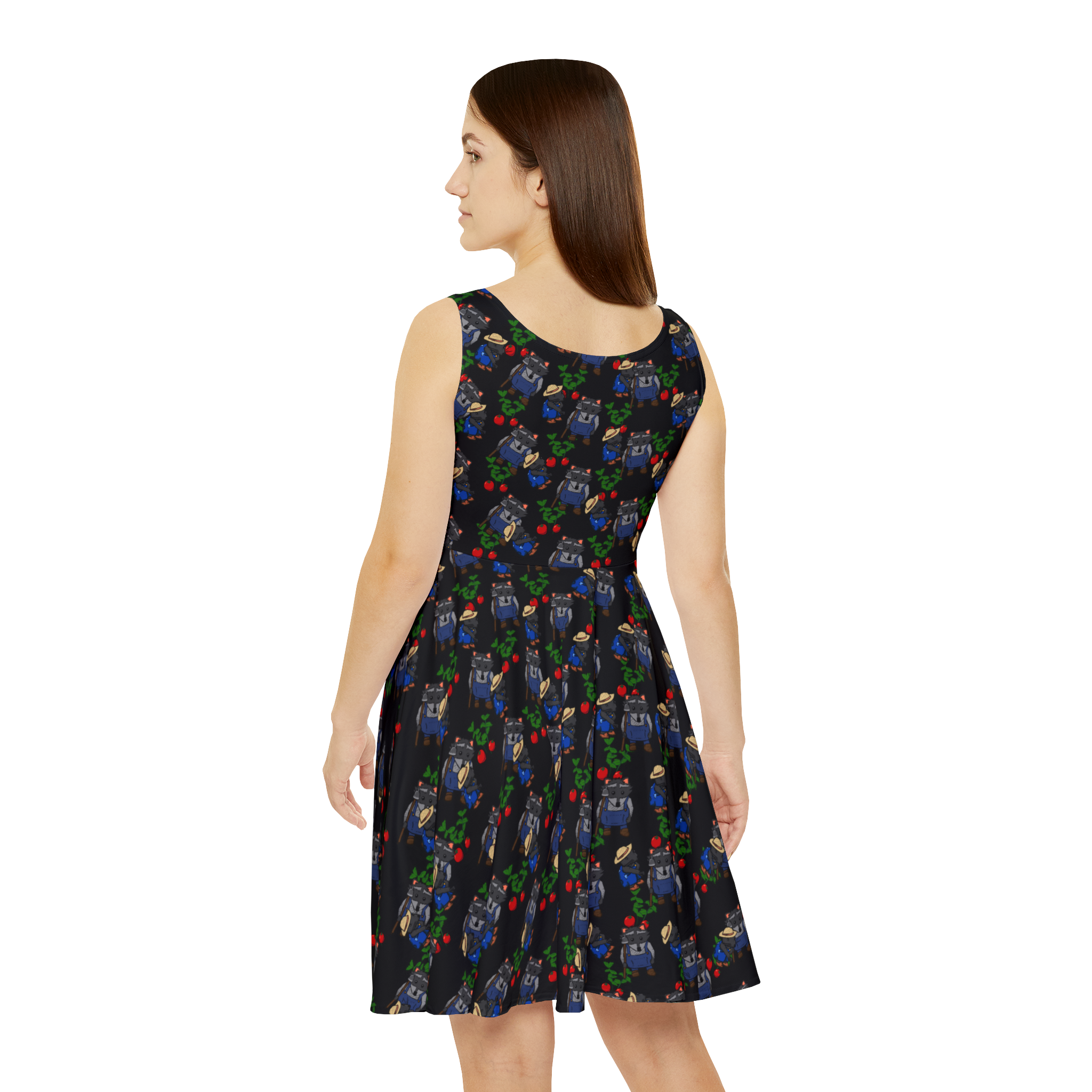Cute Farm Animal Pattern Women's Skater Dress | Retro Game Controller AOP