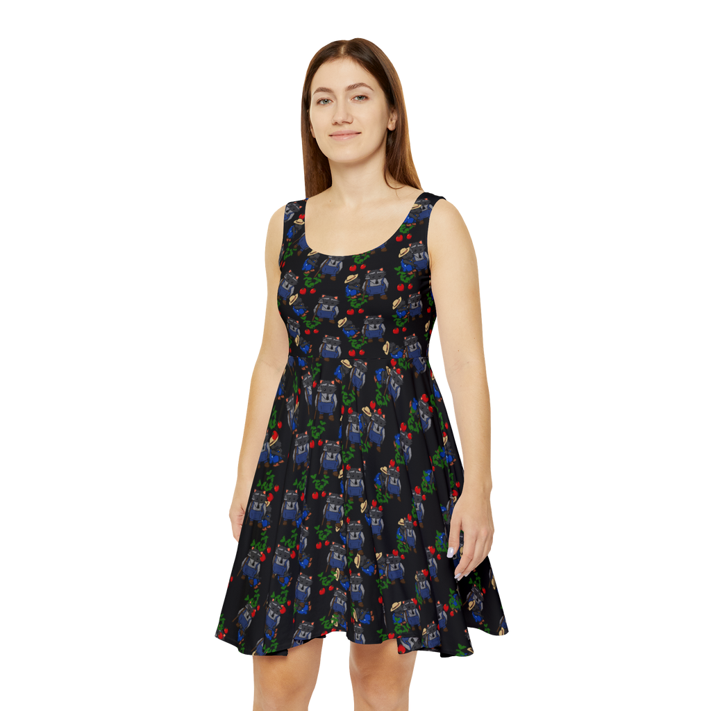 Cute Farm Animal Pattern Women's Skater Dress | Retro Game Controller AOP