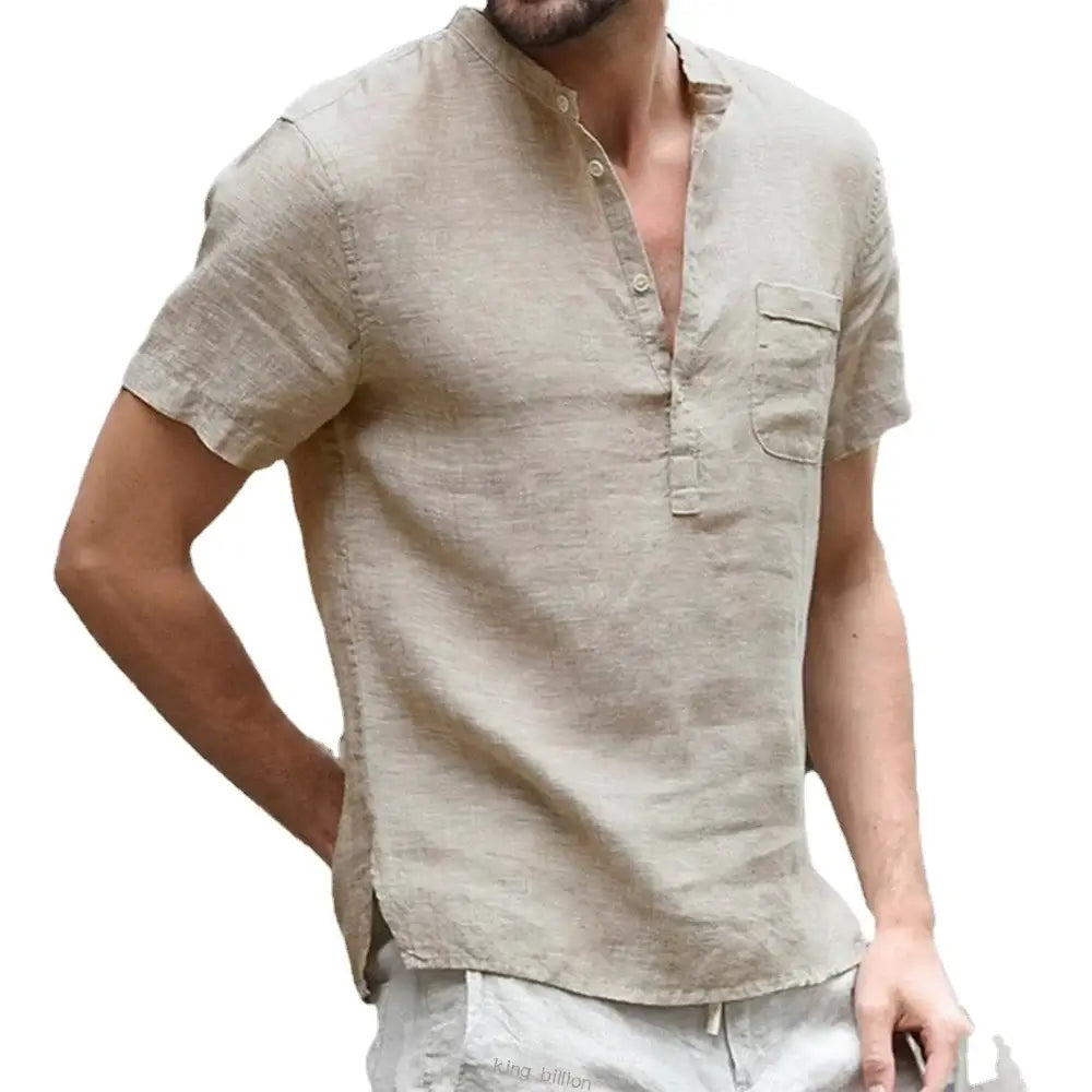 Men's Cotton Linen T-Shirt - Breathable Casual Tee
