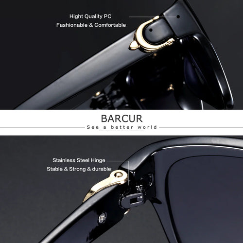 BARCUR Polarized Men’s Fashion Sunglasses – Elliptical Gradient TAC Lens with UV400 Protection – Lightweight Stainless Steel Frame Stylish Summer Eyewear for Travel Driving & Outdoor Gift Occasions