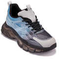 CALTO - S3862 - 2.6 Inches Taller (Grey/Blue) - Chunky Sole Sporty Sneakers