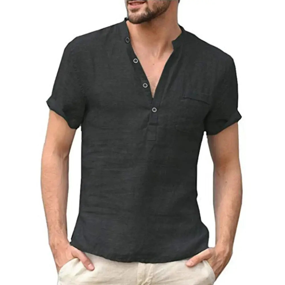 Men's Cotton Linen T-Shirt - Breathable Casual Tee