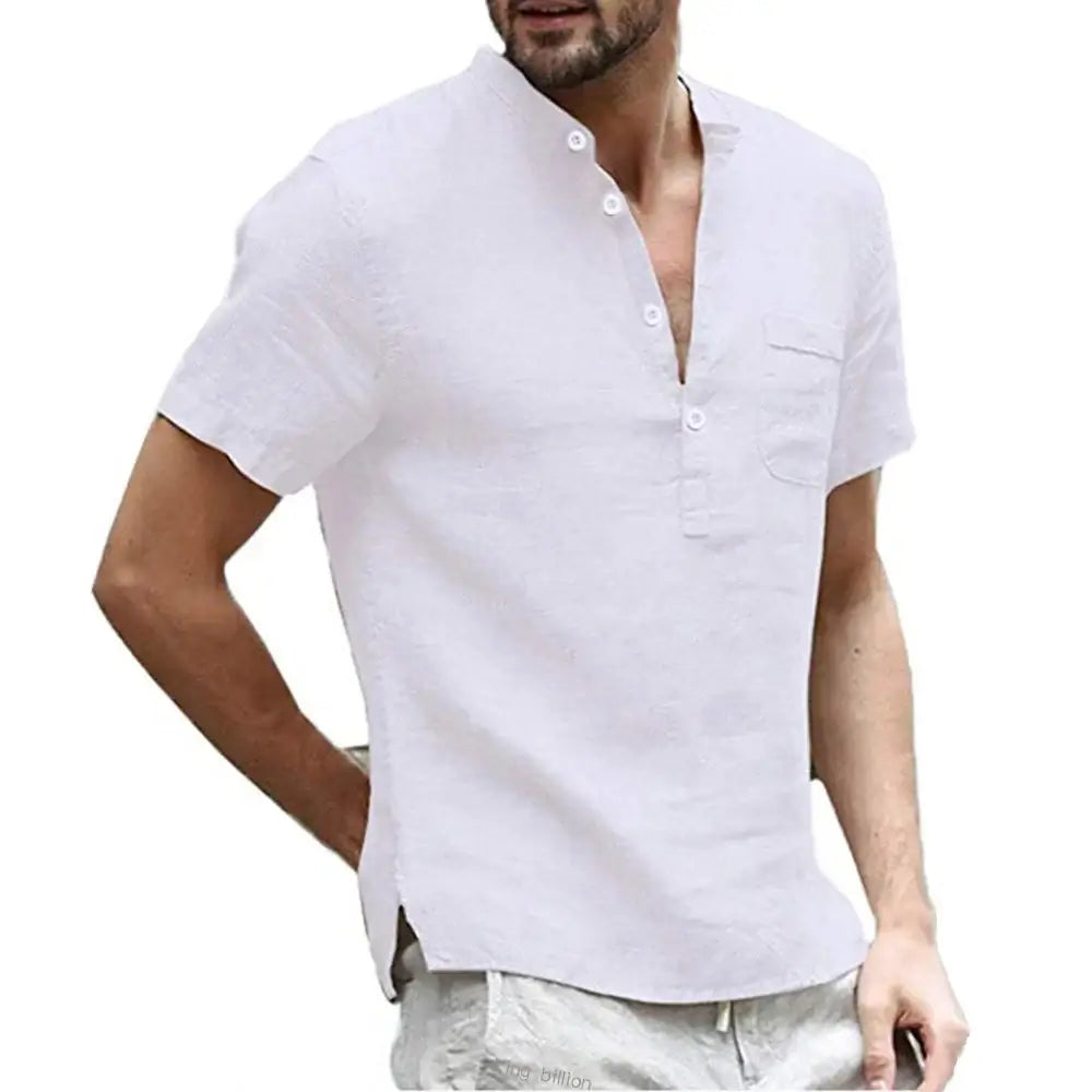 Men's Cotton Linen T-Shirt - Breathable Casual Tee