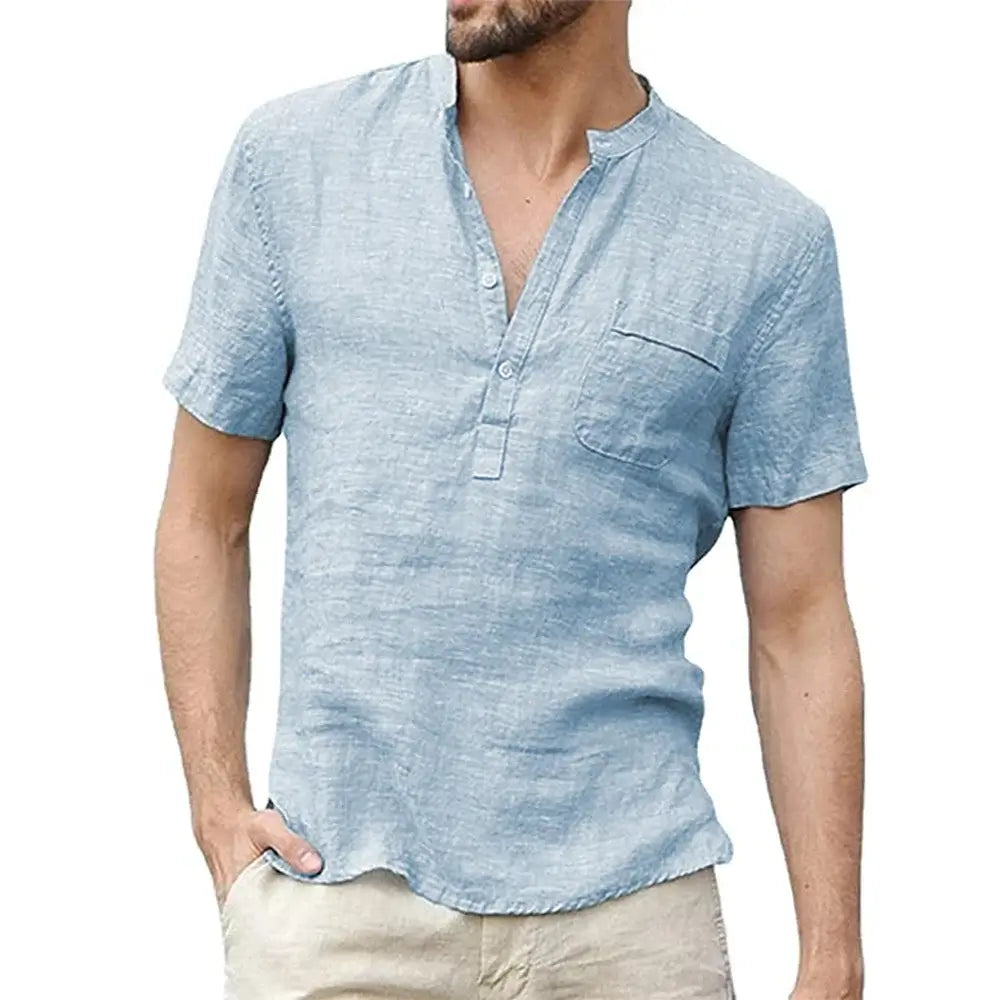 Men's Cotton Linen T-Shirt - Breathable Casual Tee