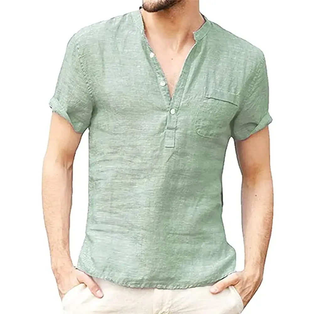 Men's Cotton Linen T-Shirt - Breathable Casual Tee