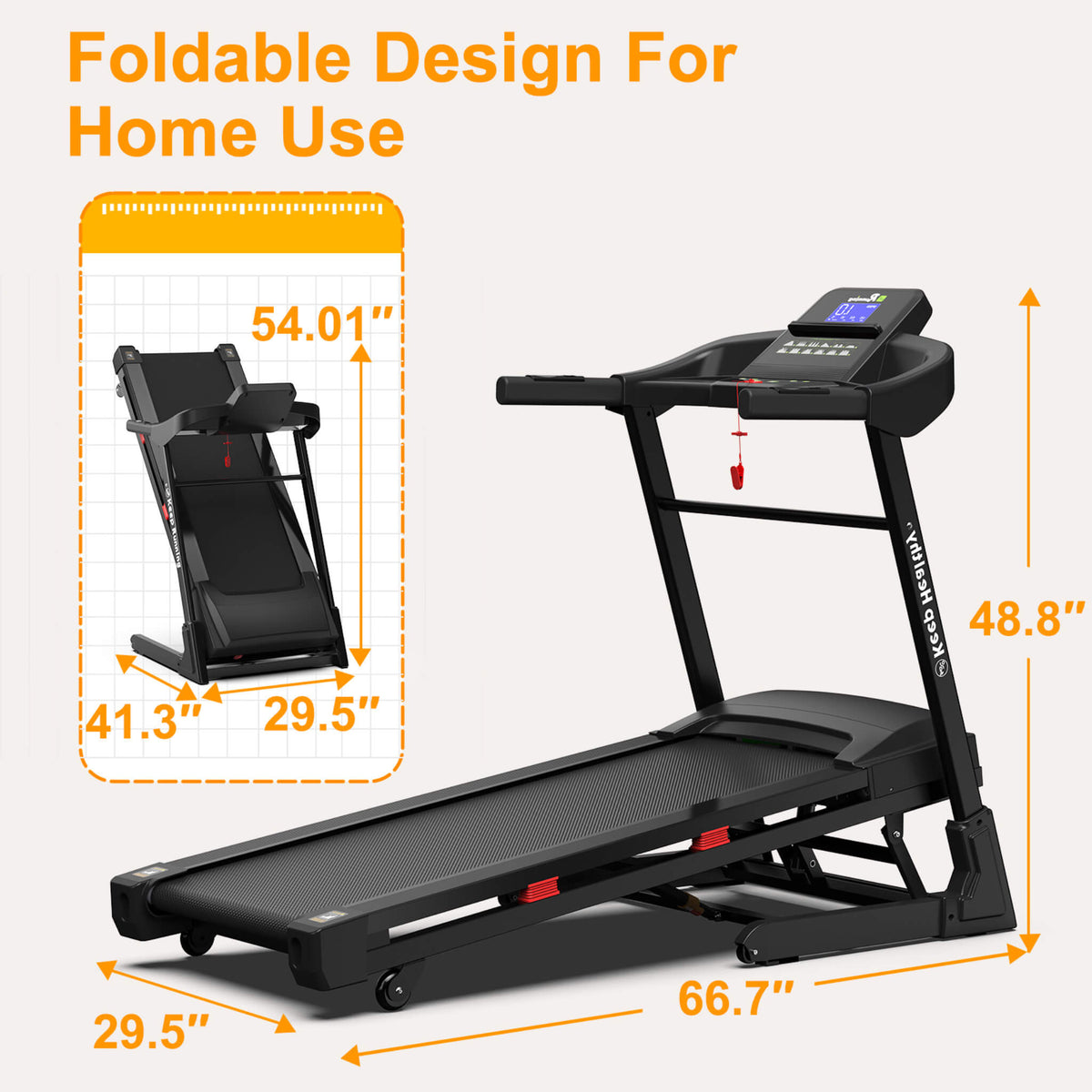 Compact 3.5HP Foldable Electric Treadmill With Bluetooth, LCD Display & 12 Pre-Set Running Programs (SAK25879)