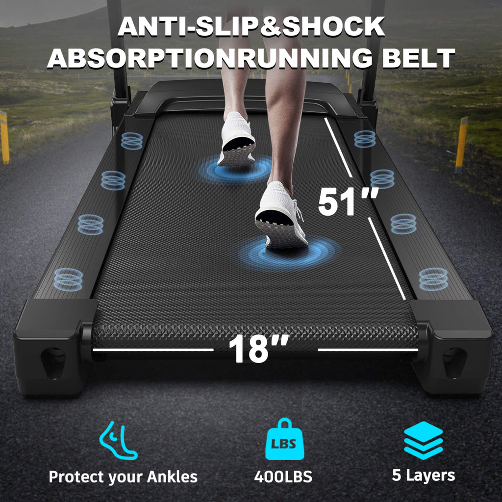 Compact 3.5HP Foldable Electric Treadmill With Bluetooth, LCD Display & 12 Pre-Set Running Programs (SAK25879)