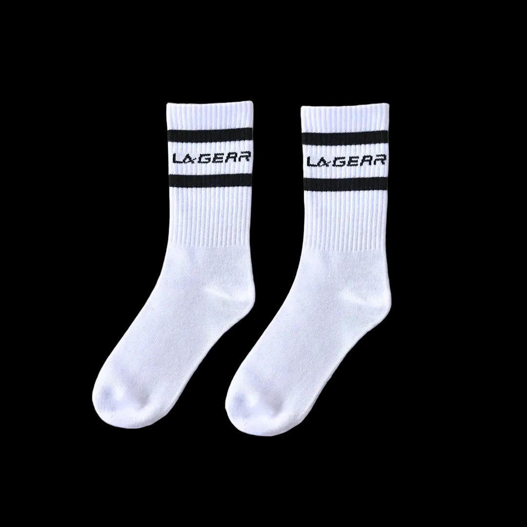 LA Gear Classic Athletic Striped Crew Socks | White