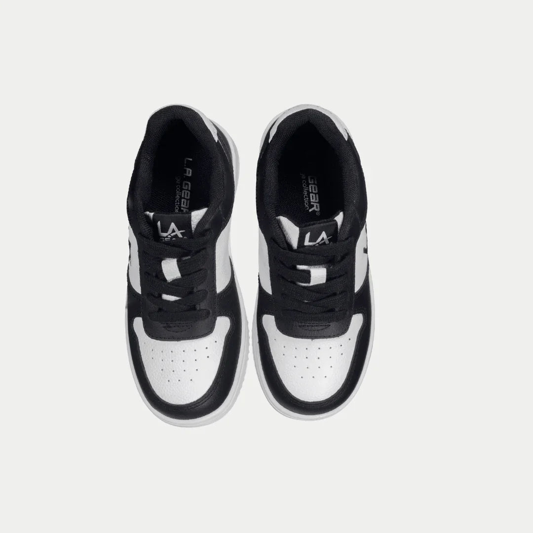 LA Gear Kids Edge Lowtop | Black x White Logo