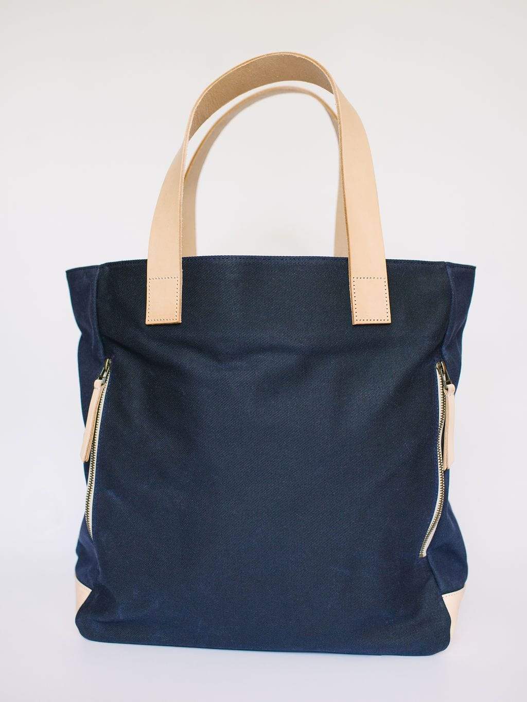 Navy Waxed Canvas Tote Bag - The Social Butterfl
