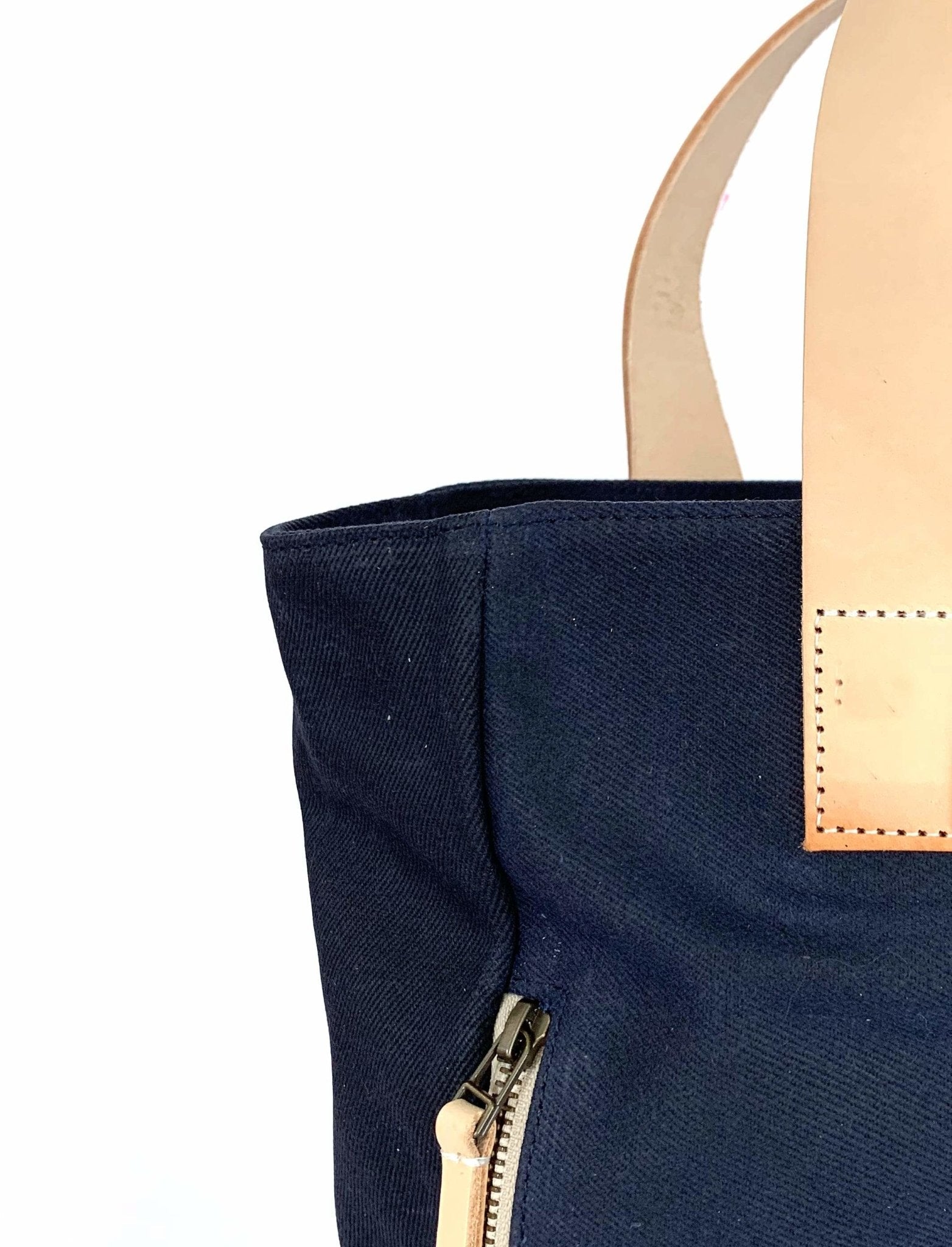 Navy Waxed Canvas Tote Bag - The Social Butterfl