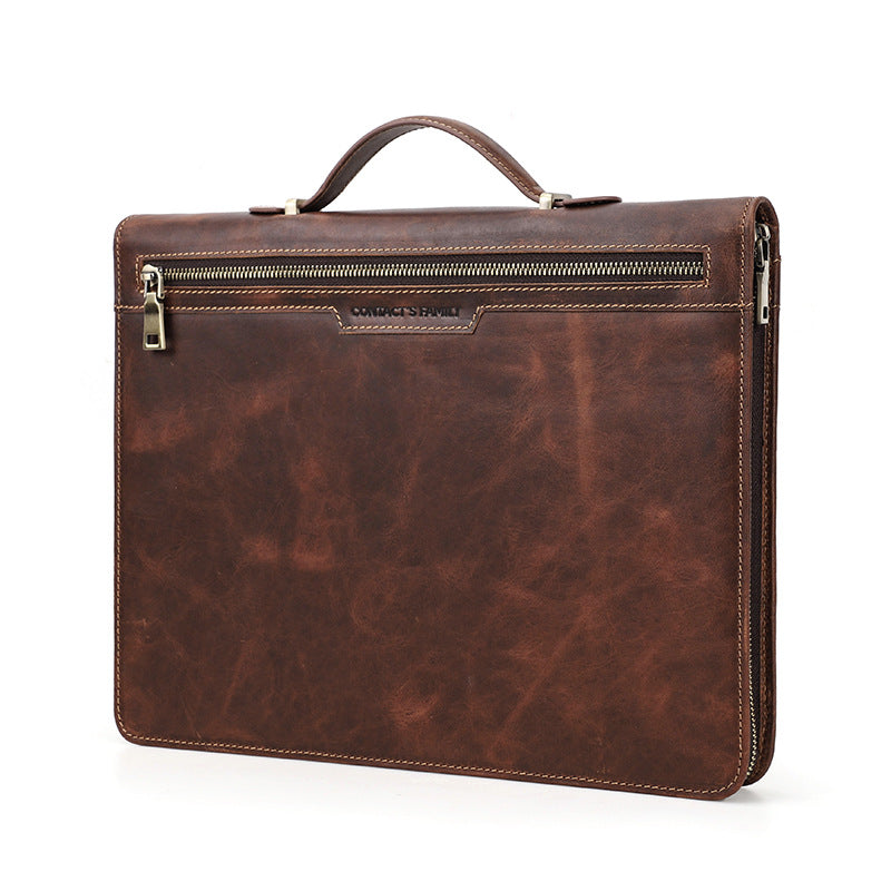 Handmade Genuine Leather Case,  AirTag Compartment, Handheld Multi-Functional iPad Cover